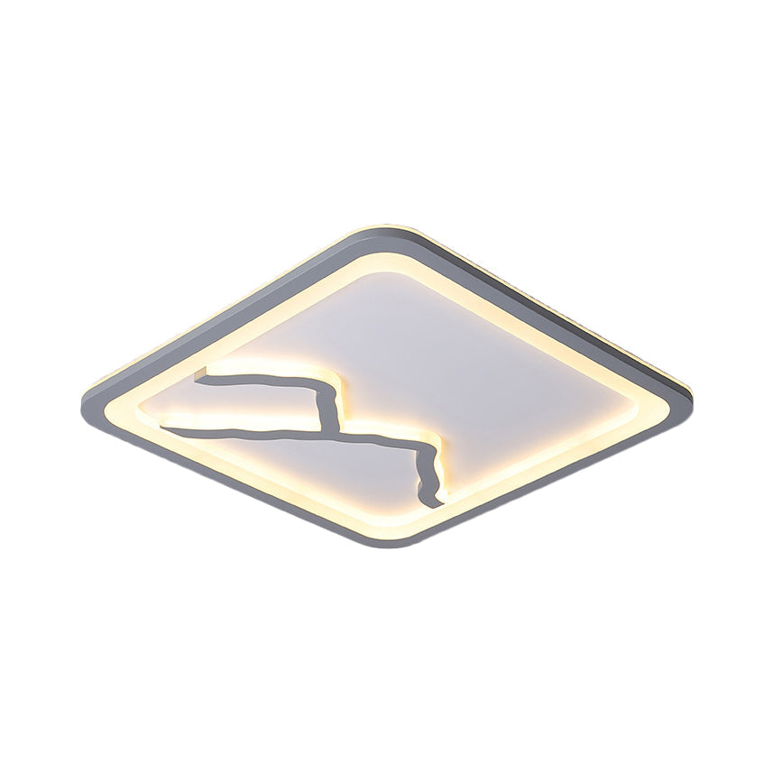 White/Grey Square/Rectangle Flush Mount Contemporary Led 19.5"/23.5"/35.5" Wide Acrylic Flush Mount Light Fixture in White/Warm Light Clearhalo 'Ceiling Lights' 'Close To Ceiling Lights' 'Close to ceiling' 'Flush mount' Lighting' 229740