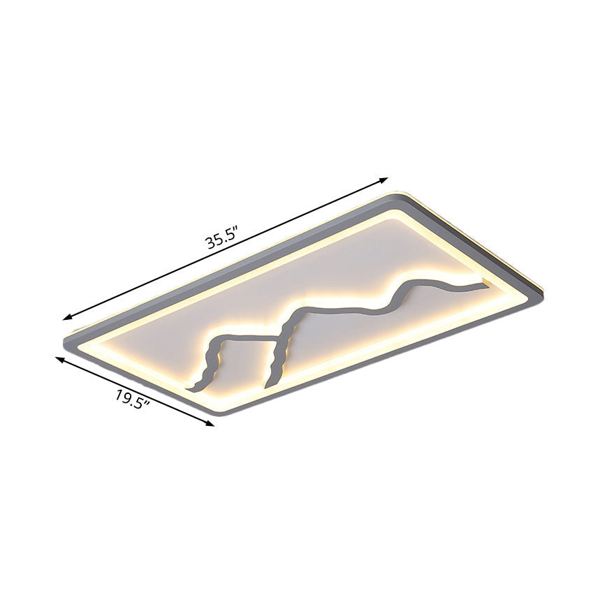 White/Grey Square/Rectangle Flush Mount Contemporary Led 19.5"/23.5"/35.5" Wide Acrylic Flush Mount Light Fixture in White/Warm Light Clearhalo 'Ceiling Lights' 'Close To Ceiling Lights' 'Close to ceiling' 'Flush mount' Lighting' 229750