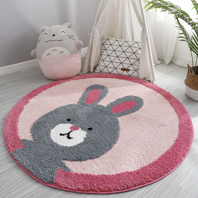 Lovely Children Room Rug Multi Colored Cartoon Printed Rug Polyster Non-Slip Backing Pet Friendly Carpet Pink Clearhalo 'Area Rug' 'Rug' 2300771