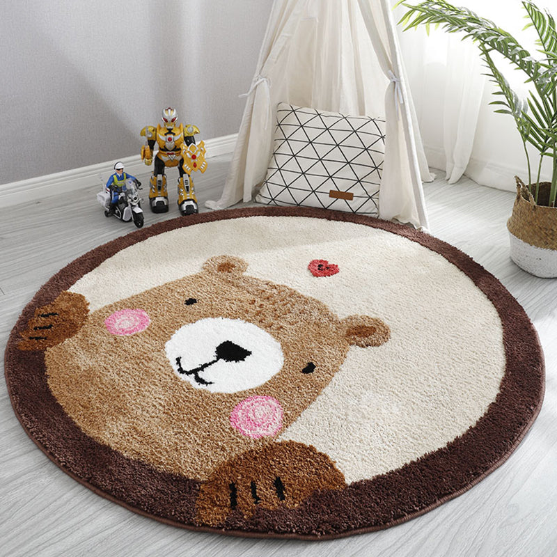 Lovely Children Room Rug Multi Colored Cartoon Printed Rug Polyster Non-Slip Backing Pet Friendly Carpet Brown Clearhalo 'Area Rug' 'Rug' 2300772