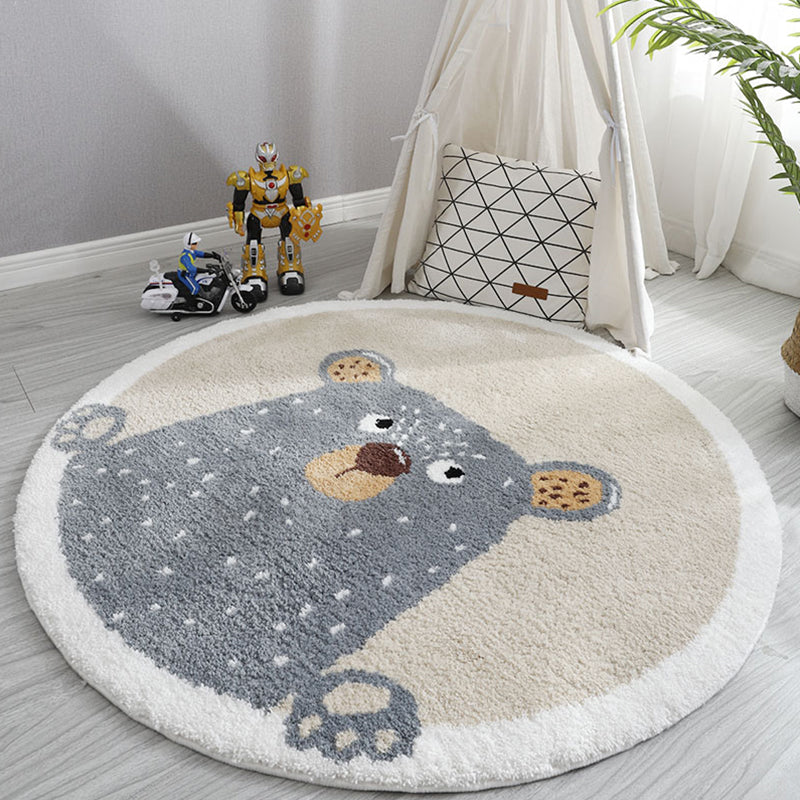 Lovely Children Room Rug Multi Colored Cartoon Printed Rug Polyster Non-Slip Backing Pet Friendly Carpet Grey Clearhalo 'Area Rug' 'Rug' 2300778