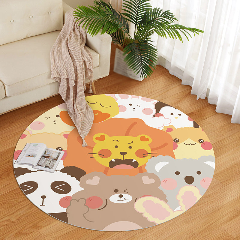 Cute Childrens Room Rug Multi Colored Cartoon Pattern Indoor Rug PVC Stain-Resistant Machine Washable Carpet Orange Clearhalo 'Area Rug' 'Rug' 2300845