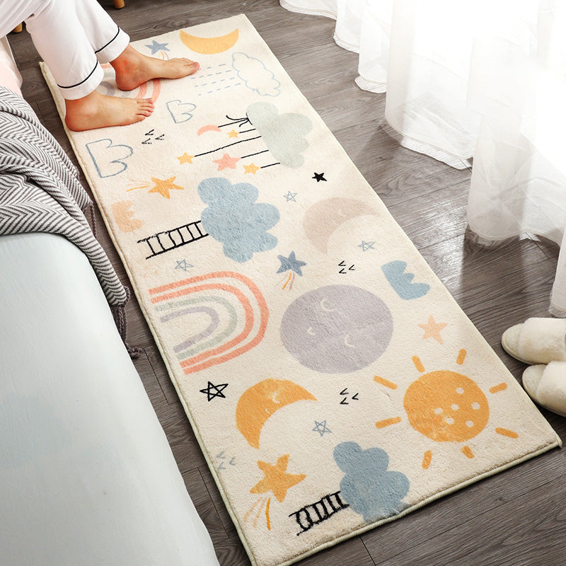 Cute Kids Bedroom Rug Multi Colored Cartoon Printed Area Carpet Lamb Wool Non-Slip Machine Washable Rug Purple Clearhalo 'Area Rug' 'Rug' 2301007