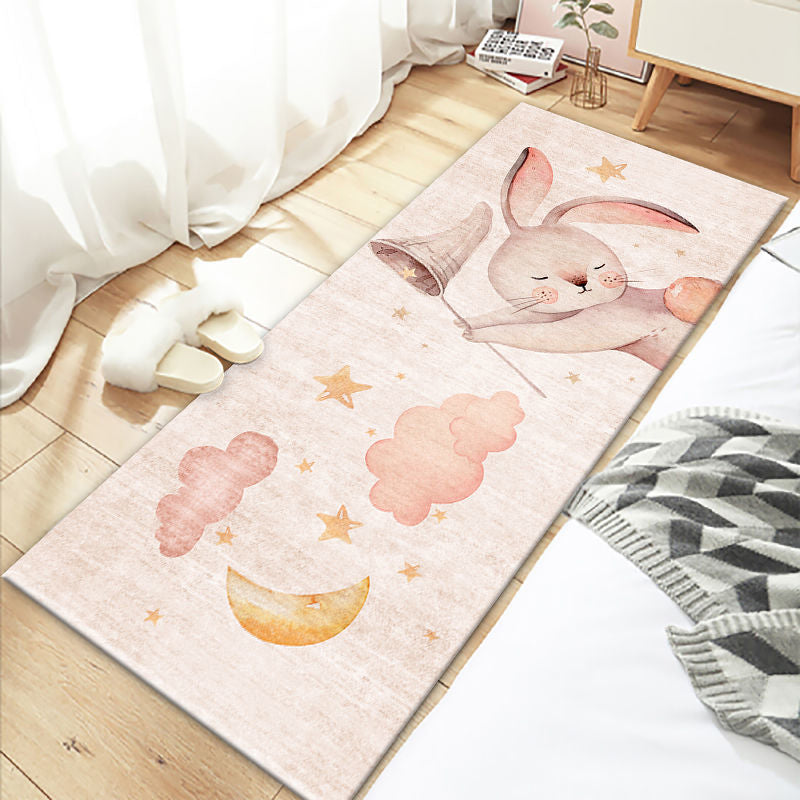 Lovely Bedroom Rug Multi Colored Cartoon Printed Indoor Rug PVC Non-Slip Backing Machine Washable Carpet Orange Pink Clearhalo 'Area Rug' 'Rug' 2301033