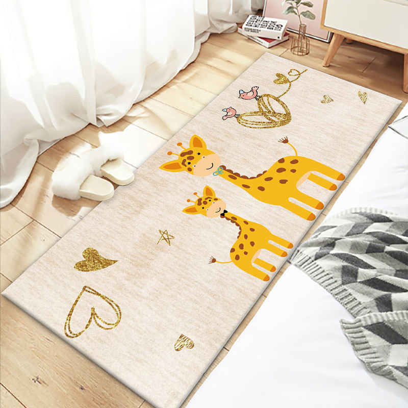 Lovely Bedroom Rug Multi Colored Cartoon Printed Indoor Rug PVC Non-Slip Backing Machine Washable Carpet Yellow Clearhalo 'Area Rug' 'Rug' 2301036