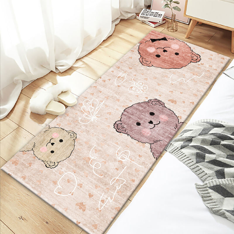 Lovely Bedroom Rug Multi Colored Cartoon Printed Indoor Rug PVC Non-Slip Backing Machine Washable Carpet Light Pink Clearhalo 'Area Rug' 'Rug' 2301037