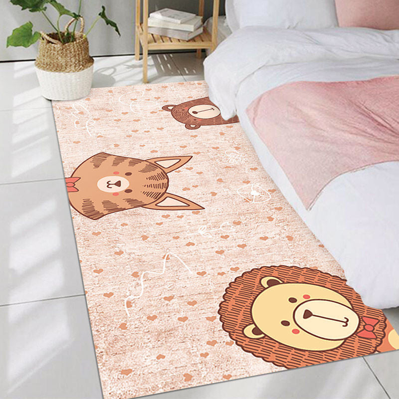 Lovely Bedroom Rug Multi Colored Cartoon Printed Indoor Rug PVC Non-Slip Backing Machine Washable Carpet Brown Clearhalo 'Area Rug' 'Rug' 2301040