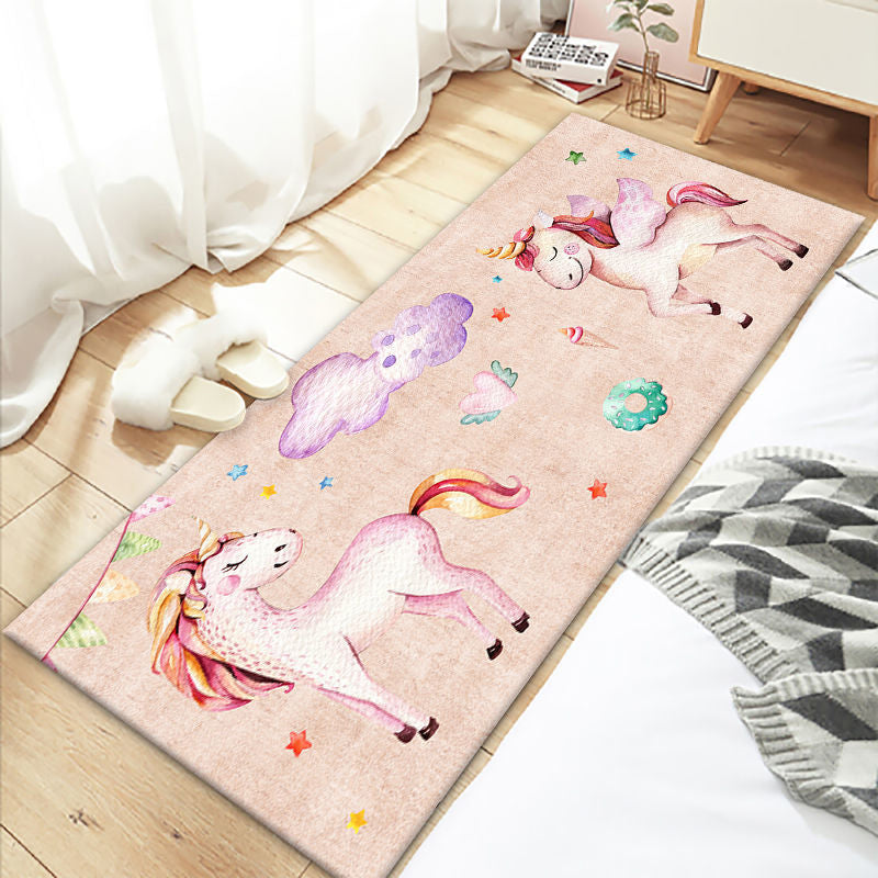 Lovely Bedroom Rug Multi Colored Cartoon Printed Indoor Rug PVC Non-Slip Backing Machine Washable Carpet Purple-Pink Clearhalo 'Area Rug' 'Rug' 2301041