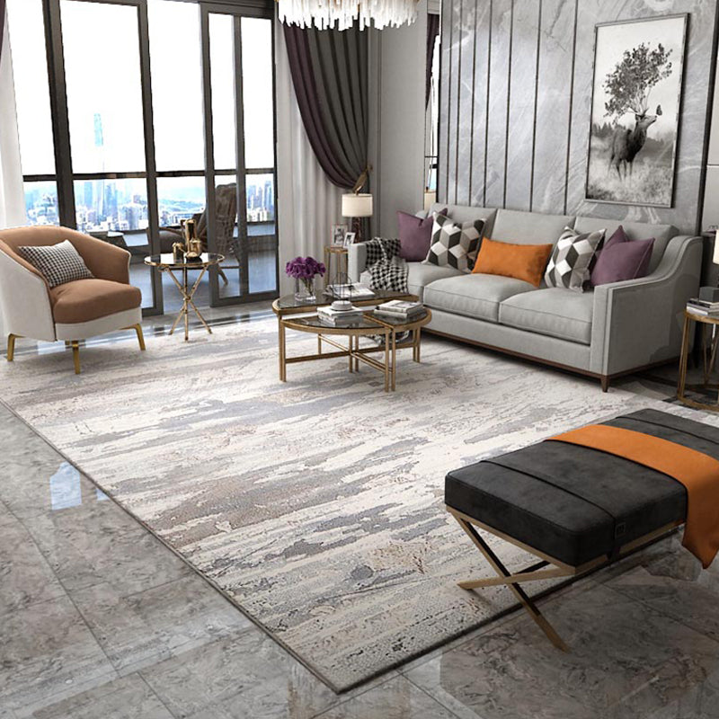 Formal Abstract Print Rug Multi Color Cotton Blend Area Carpet Non-Slip Backing Machine Washable Indoor Rug for Living Room Gray-Khaki 6'7" x 9'6" Clearhalo 'Area Rug' 'Rug' 2301305