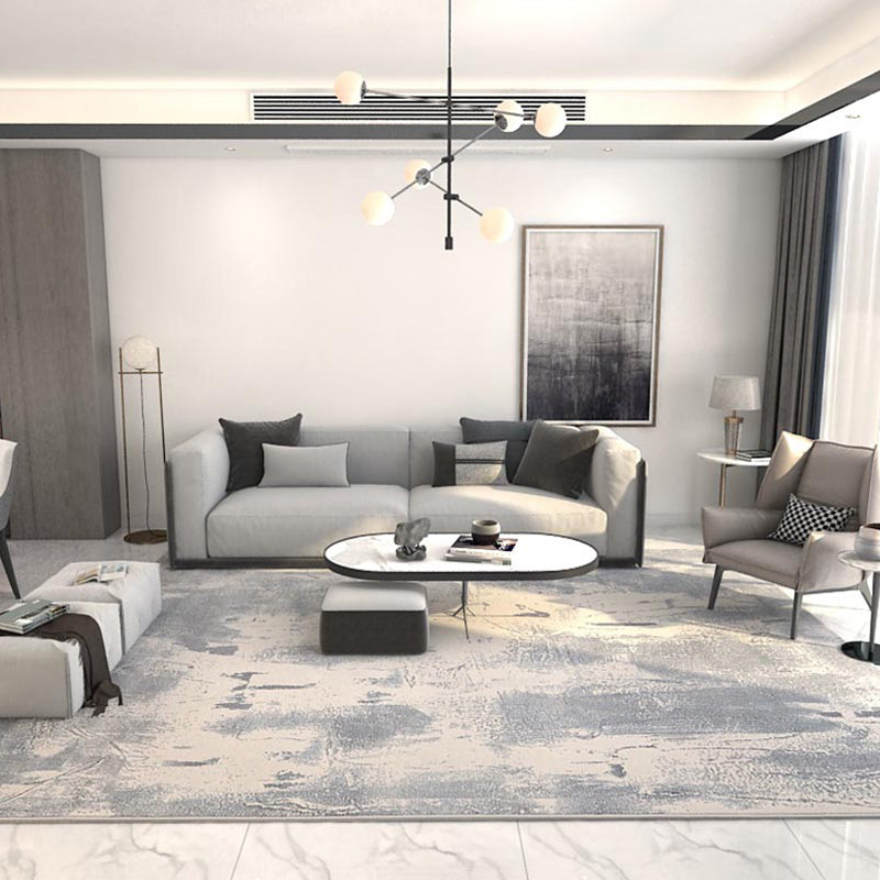 Formal Abstract Print Rug Multi Color Cotton Blend Area Carpet Non-Slip Backing Machine Washable Indoor Rug for Living Room Gray-Blue Clearhalo 'Area Rug' 'Rug' 2301306