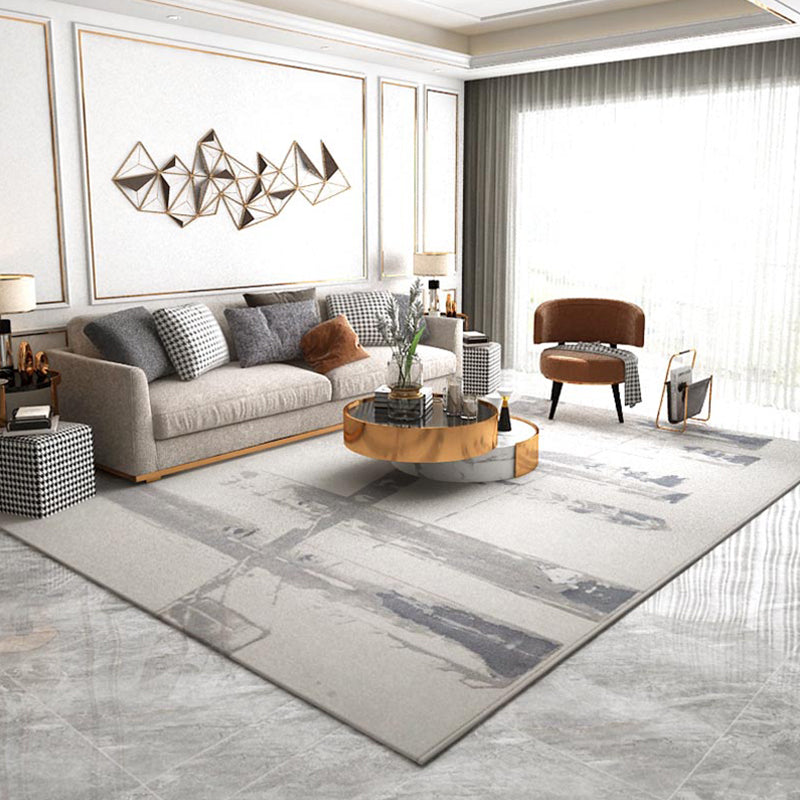 Formal Abstract Print Rug Multi Color Cotton Blend Area Carpet Non-Slip Backing Machine Washable Indoor Rug for Living Room Gray-White Clearhalo 'Area Rug' 'Rug' 2301309