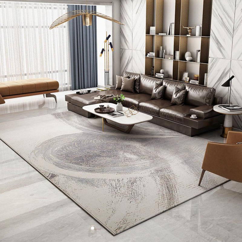 Formal Abstract Print Rug Multi Color Cotton Blend Area Carpet Non-Slip Backing Machine Washable Indoor Rug for Living Room Silver Gray Clearhalo 'Area Rug' 'Rug' 2301313