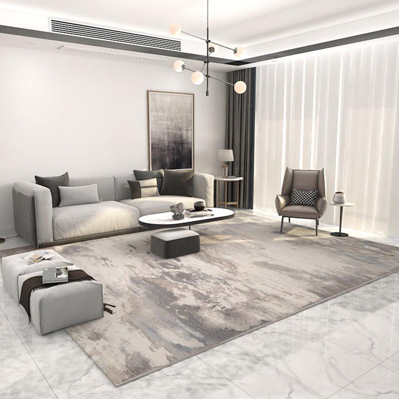 Formal Abstract Print Rug Multi Color Cotton Blend Area Carpet Non-Slip Backing Machine Washable Indoor Rug for Living Room Dark Gray-Black 6'7" x 9'6" Clearhalo 'Area Rug' 'Rug' 2301314