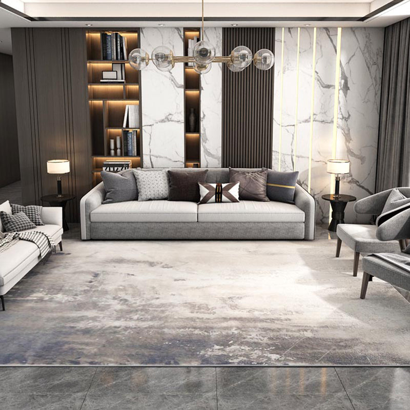 Formal Abstract Print Rug Multi Color Cotton Blend Area Carpet Non-Slip Backing Machine Washable Indoor Rug for Living Room Dark Gray-White Clearhalo 'Area Rug' 'Rug' 2301318