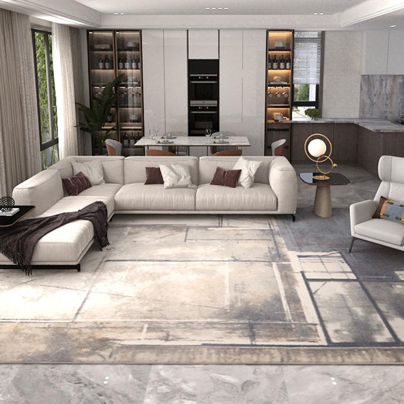 Formal Abstract Print Rug Multi Color Cotton Blend Area Carpet Non-Slip Backing Machine Washable Indoor Rug for Living Room Dark Blue-Gray Clearhalo 'Area Rug' 'Rug' 2301319