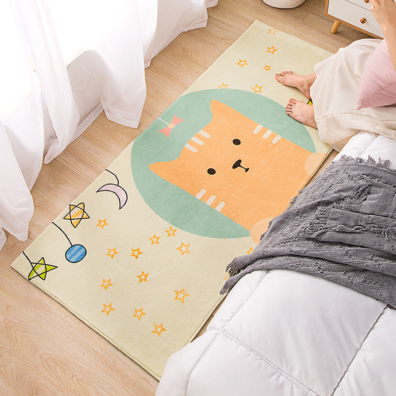 Multi Color Cute Rug Polyster Cartoon Print Area Carpet Anti-Slip Backing Pet Friendly Area Rug for Living Room Beige Clearhalo 'Area Rug' 'Rug' 2301521