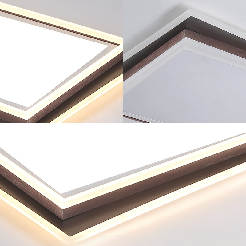 Square/Rectangular Flush Mount Lamp Modern Metal Led White Flush Mount Ceiling Fixture with Recessed Diffuser in White/Warm Light, 16"/19.5"/35.5" Wide Clearhalo 'Ceiling Lights' 'Close To Ceiling Lights' 'Close to ceiling' 'Flush mount' Lighting' 230500