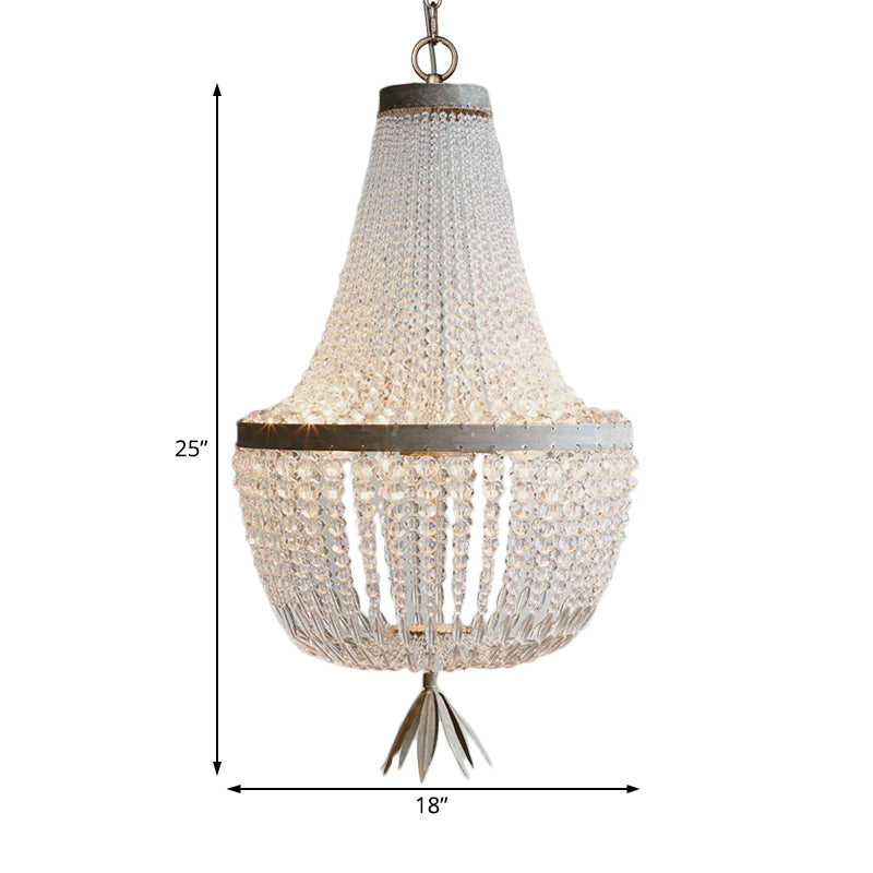 White Gourd Empire Chandelier Nordic Crystal 3 Bulbs Hanging Ceiling Light for Living Room Clearhalo 'Ceiling Lights' 'Chandeliers' Lighting' options 230570
