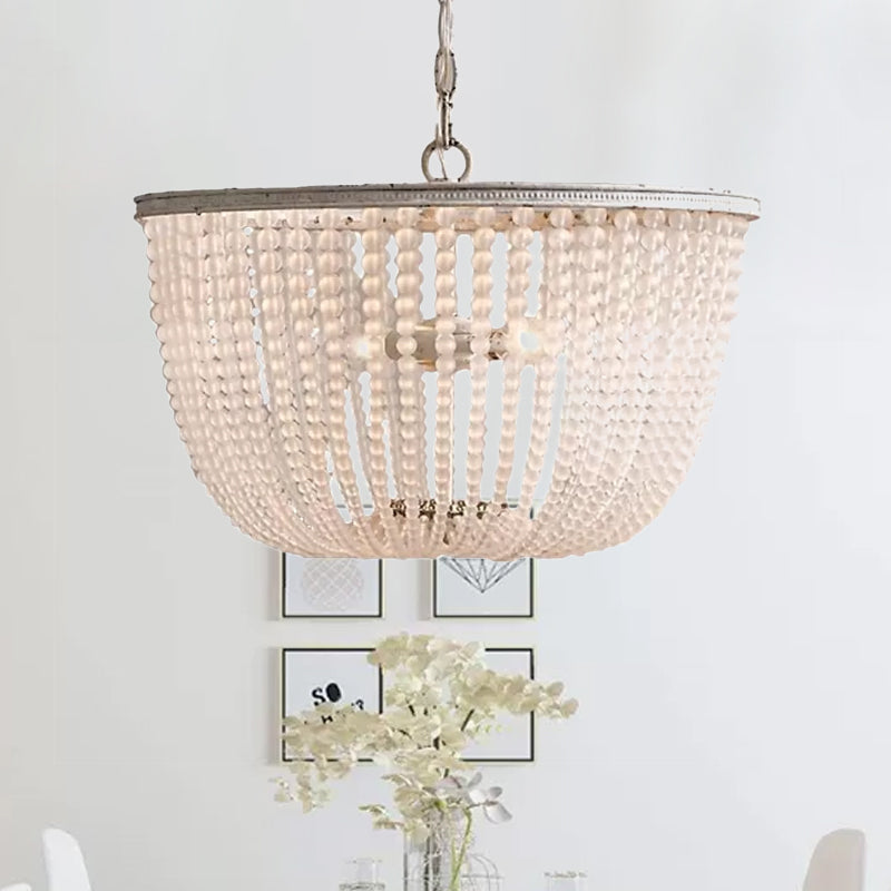 Bowl Pendant Chandelier Minimalist Crystal 3 Bulbs Distressed White Hanging Lamp for Bedroom Distressed White Clearhalo 'Ceiling Lights' 'Chandeliers' Lighting' options 230584_424d1e8c-80e0-4b05-b01f-4e25d785790c