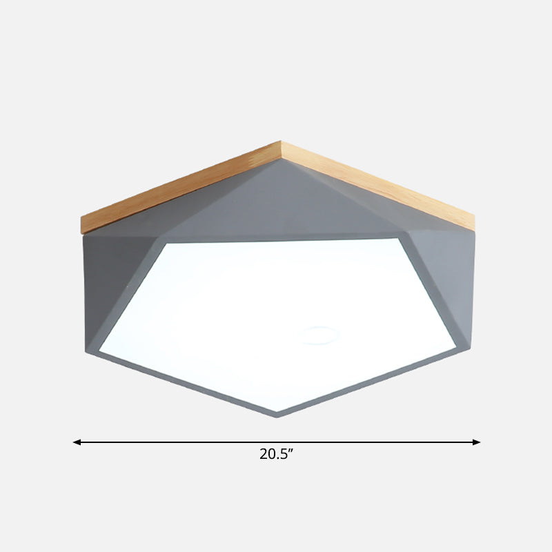 Nordic Geometric Flush Mount Led Light Nordic Metal Bedroom Ceiling Fixture with Acrylic Diffuser Grey 20.5" Clearhalo 'Ceiling Lights' 'Close To Ceiling Lights' 'Close to ceiling' 'Flush mount' Lighting' 2307481