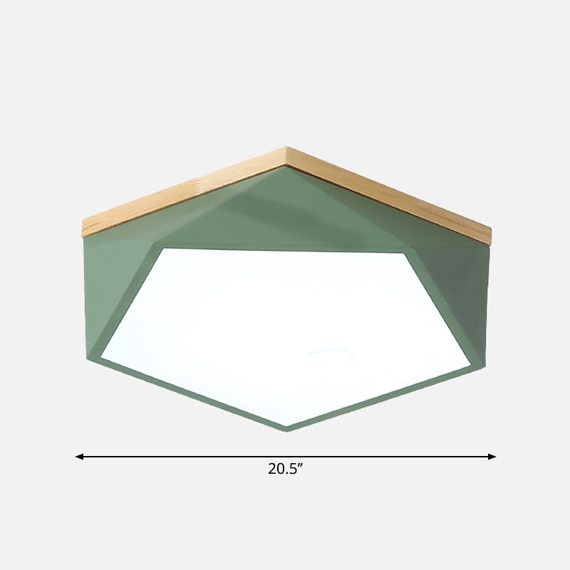 Nordic Geometric Flush Mount Led Light Nordic Metal Bedroom Ceiling Fixture with Acrylic Diffuser Green 20.5" Clearhalo 'Ceiling Lights' 'Close To Ceiling Lights' 'Close to ceiling' 'Flush mount' Lighting' 2307482