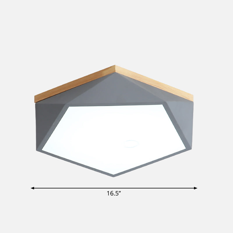 Nordic Geometric Flush Mount Led Light Nordic Metal Bedroom Ceiling Fixture with Acrylic Diffuser Grey 16.5" Clearhalo 'Ceiling Lights' 'Close To Ceiling Lights' 'Close to ceiling' 'Flush mount' Lighting' 2307486