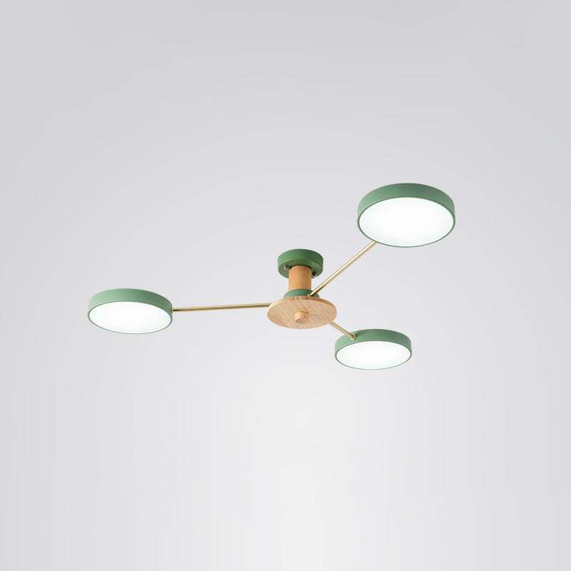Minimalistic Molecule LED Ceiling Light Acrylic Living Room Semi Flush Chandelier 3 Green Clearhalo 'Ceiling Lights' 'Close To Ceiling Lights' 'Close to ceiling' 'Semi-flushmount' Lighting' 2307533