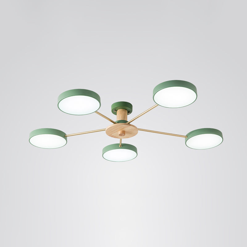 Minimalistic Molecule LED Ceiling Light Acrylic Living Room Semi Flush Chandelier 5 Green Clearhalo 'Ceiling Lights' 'Close To Ceiling Lights' 'Close to ceiling' 'Semi-flushmount' Lighting' 2307534