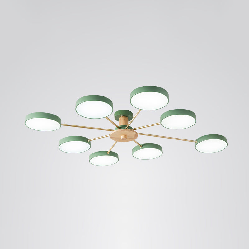 Minimalistic Molecule LED Ceiling Light Acrylic Living Room Semi Flush Chandelier 8 Green Clearhalo 'Ceiling Lights' 'Close To Ceiling Lights' 'Close to ceiling' 'Semi-flushmount' Lighting' 2307535