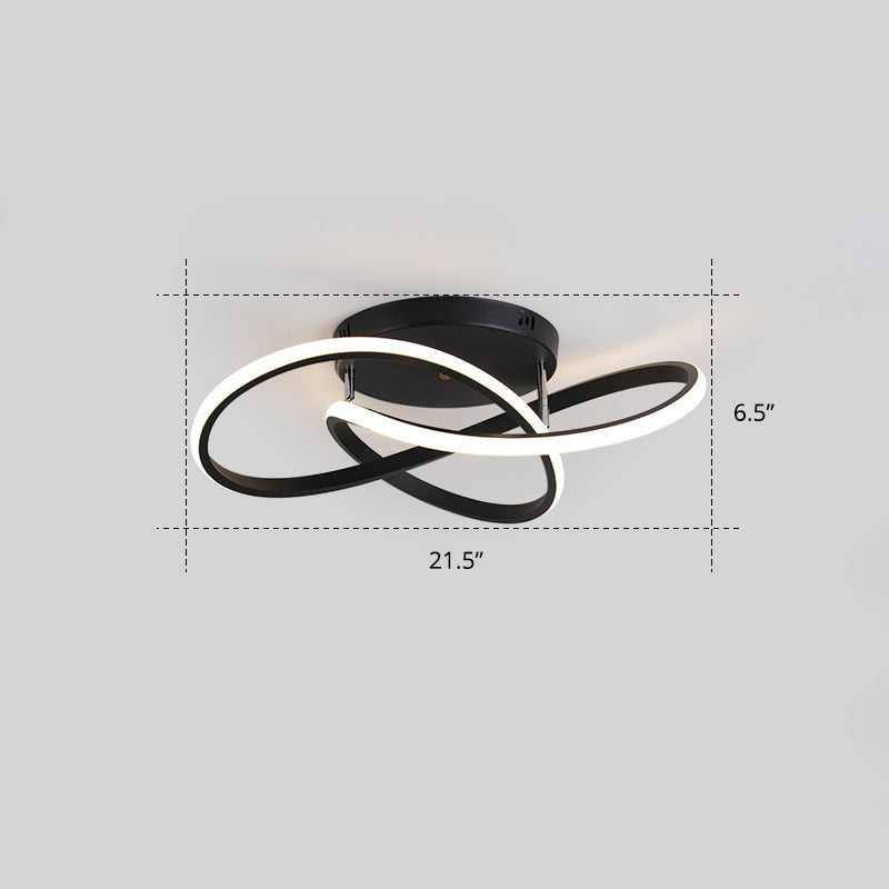 Bedroom LED Ceiling Lamp Simplicity Semi-Flush Light Fixture with Acrylic Strip Shade Black 21.5" Third Gear Clearhalo 'Ceiling Lights' 'Close To Ceiling Lights' 'Close to ceiling' 'Semi-flushmount' Lighting' 2307658