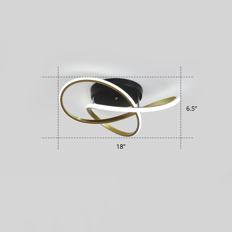 Bedroom LED Ceiling Lamp Simplicity Semi-Flush Light Fixture with Acrylic Strip Shade Gold 18" White Clearhalo 'Ceiling Lights' 'Close To Ceiling Lights' 'Close to ceiling' 'Semi-flushmount' Lighting' 2307669