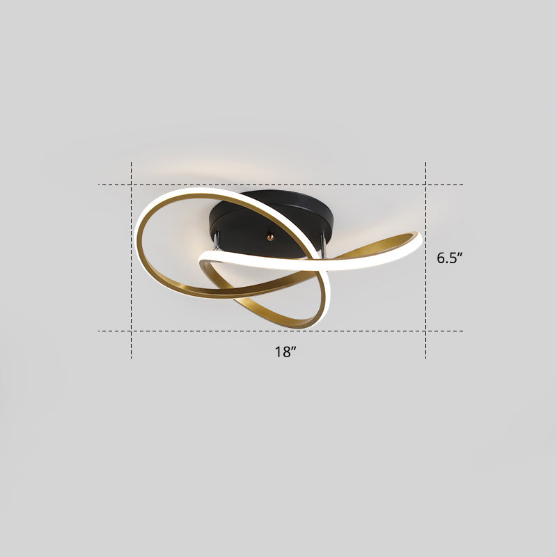 Bedroom LED Ceiling Lamp Simplicity Semi-Flush Light Fixture with Acrylic Strip Shade Gold 18" Third Gear Clearhalo 'Ceiling Lights' 'Close To Ceiling Lights' 'Close to ceiling' 'Semi-flushmount' Lighting' 2307670