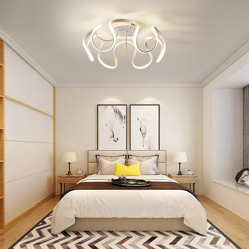 Seamless Curves Acrylic Ceiling Lighting Modern LED Semi Flush Mount Lighting for Bedroom Clearhalo 'Ceiling Lights' 'Close To Ceiling Lights' 'Close to ceiling' 'Semi-flushmount' Lighting' 2307679