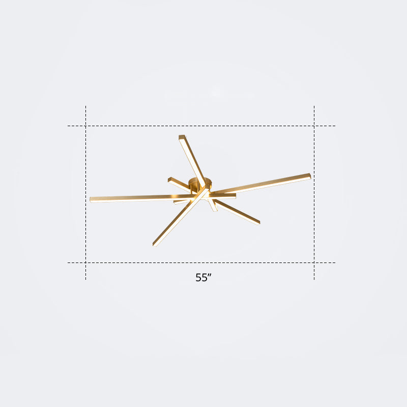 Radial Ceiling Mount Lamp Minimalistic Acrylic LED Semi Flush Light Fixture for Living Room 5 Gold Third Gear Clearhalo 'Ceiling Lights' 'Close To Ceiling Lights' 'Close to ceiling' 'Semi-flushmount' Lighting' 2307693