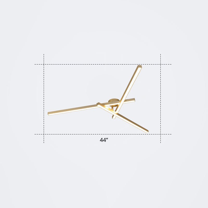 Radial Ceiling Mount Lamp Minimalistic Acrylic LED Semi Flush Light Fixture for Living Room 3 Gold Third Gear Clearhalo 'Ceiling Lights' 'Close To Ceiling Lights' 'Close to ceiling' 'Semi-flushmount' Lighting' 2307702