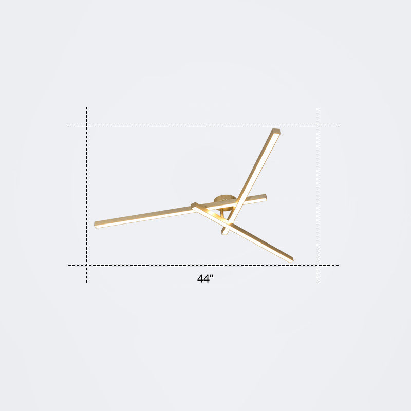 Radial Ceiling Mount Lamp Minimalistic Acrylic LED Semi Flush Light Fixture for Living Room 3 Gold White Clearhalo 'Ceiling Lights' 'Close To Ceiling Lights' 'Close to ceiling' 'Semi-flushmount' Lighting' 2307703