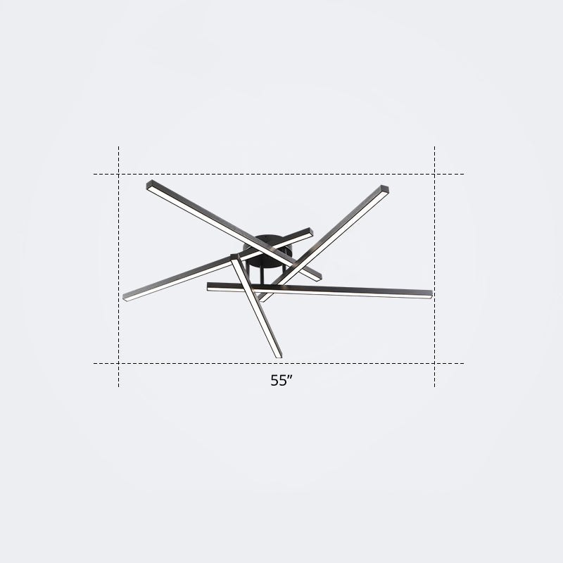 Radial Ceiling Mount Lamp Minimalistic Acrylic LED Semi Flush Light Fixture for Living Room 5 Black Warm Clearhalo 'Ceiling Lights' 'Close To Ceiling Lights' 'Close to ceiling' 'Semi-flushmount' Lighting' 2307707