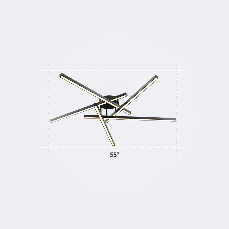 Radial Ceiling Mount Lamp Minimalistic Acrylic LED Semi Flush Light Fixture for Living Room 5 Black White Clearhalo 'Ceiling Lights' 'Close To Ceiling Lights' 'Close to ceiling' 'Semi-flushmount' Lighting' 2307709