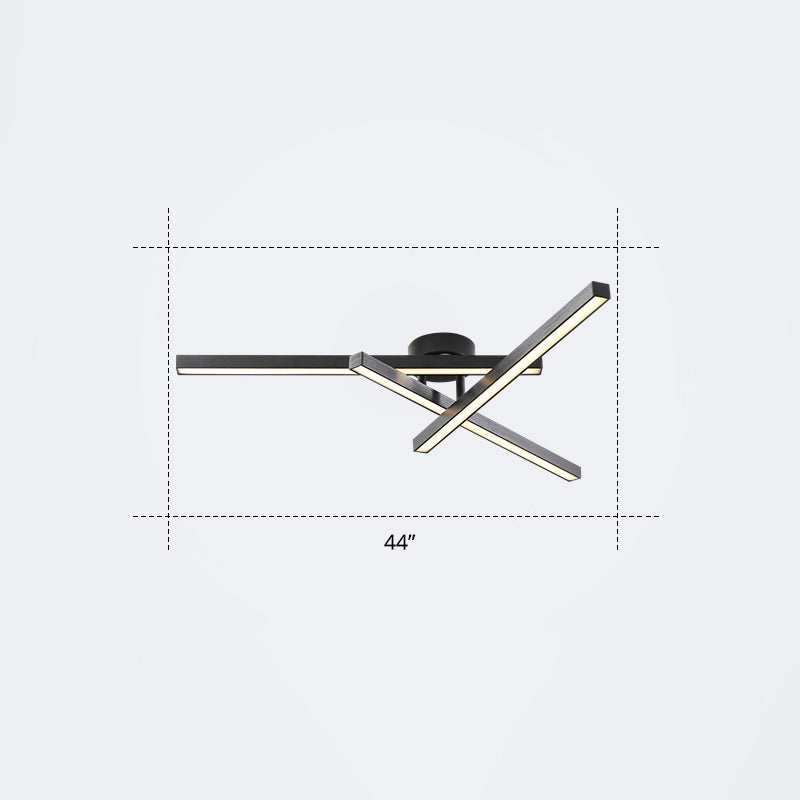 Radial Ceiling Mount Lamp Minimalistic Acrylic LED Semi Flush Light Fixture for Living Room 3 Black Warm Clearhalo 'Ceiling Lights' 'Close To Ceiling Lights' 'Close to ceiling' 'Semi-flushmount' Lighting' 2307716