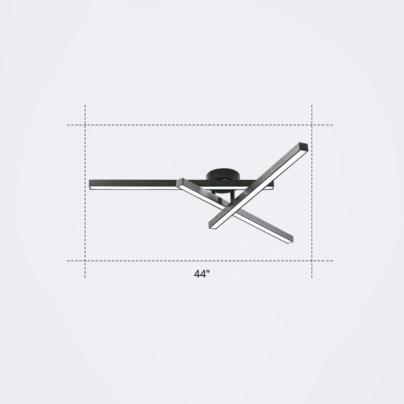 Radial Ceiling Mount Lamp Minimalistic Acrylic LED Semi Flush Light Fixture for Living Room 3 Black White Clearhalo 'Ceiling Lights' 'Close To Ceiling Lights' 'Close to ceiling' 'Semi-flushmount' Lighting' 2307718