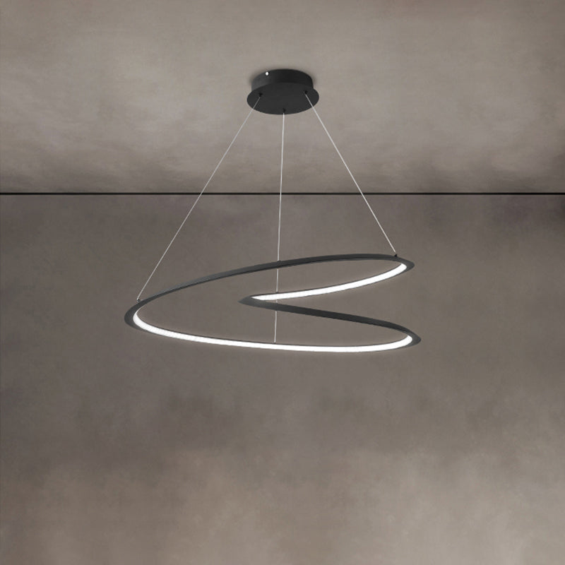 Living Room Chandelier Lamp Minimalist LED Pendant Light with Twisted Aluminum Shade Clearhalo 'Ceiling Lights' 'Chandeliers' 'Modern Chandeliers' 'Modern' Lighting' 2307780