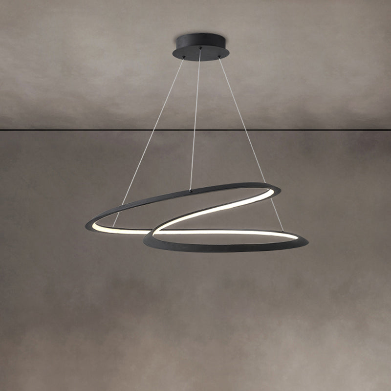 Living Room Chandelier Lamp Minimalist LED Pendant Light with Twisted Aluminum Shade Clearhalo 'Ceiling Lights' 'Chandeliers' 'Modern Chandeliers' 'Modern' Lighting' 2307784