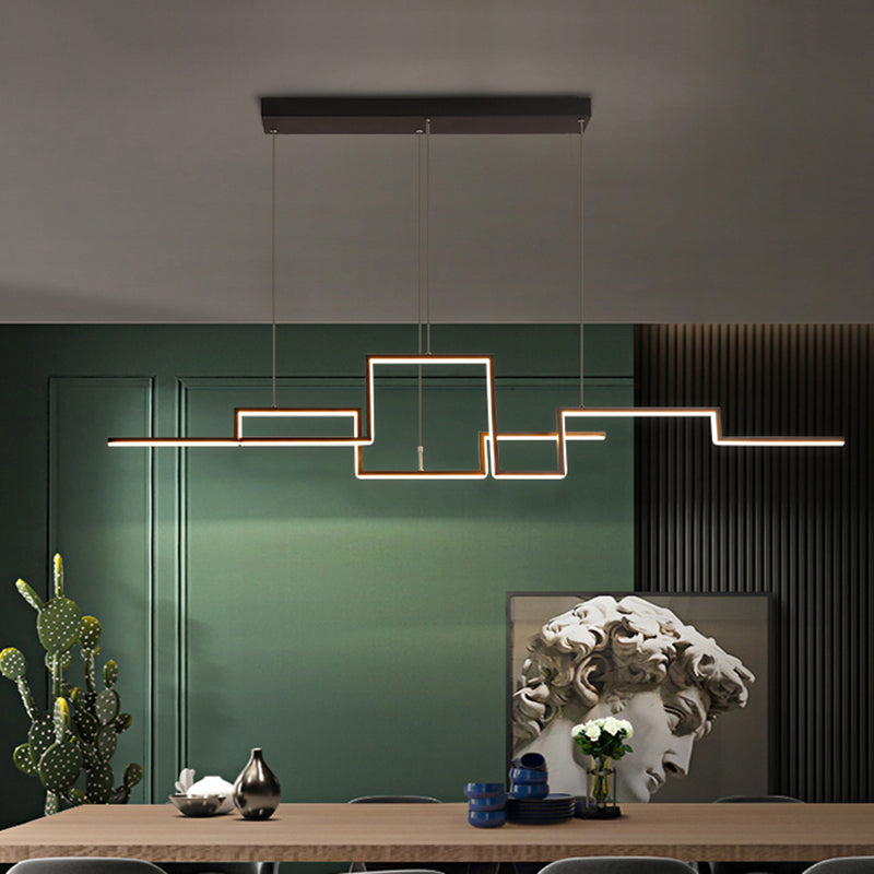 Line Art Metal Hanging Lamp Simplicity Black LED Island Lighting Fixture for Dining Room Clearhalo 'Ceiling Lights' 'Island Lights' Lighting' 2307837