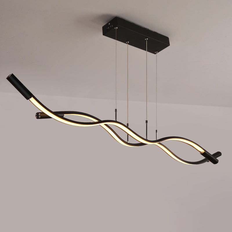 Minimalism Wave Shaped Pendant Lamp Aluminum Dining Room Island Lighting Fixture Clearhalo 'Ceiling Lights' 'Island Lights' Lighting' 2307845