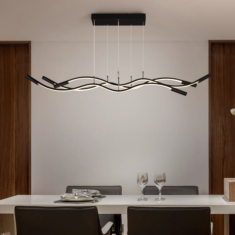 Minimalism Wave Shaped Pendant Lamp Aluminum Dining Room Island Lighting Fixture Clearhalo 'Ceiling Lights' 'Island Lights' Lighting' 2307849