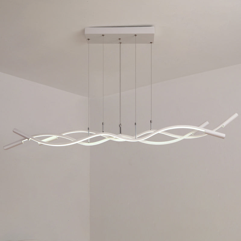 Minimalism Wave Shaped Pendant Lamp Aluminum Dining Room Island Lighting Fixture 3 White Clearhalo 'Ceiling Lights' 'Island Lights' Lighting' 2307853
