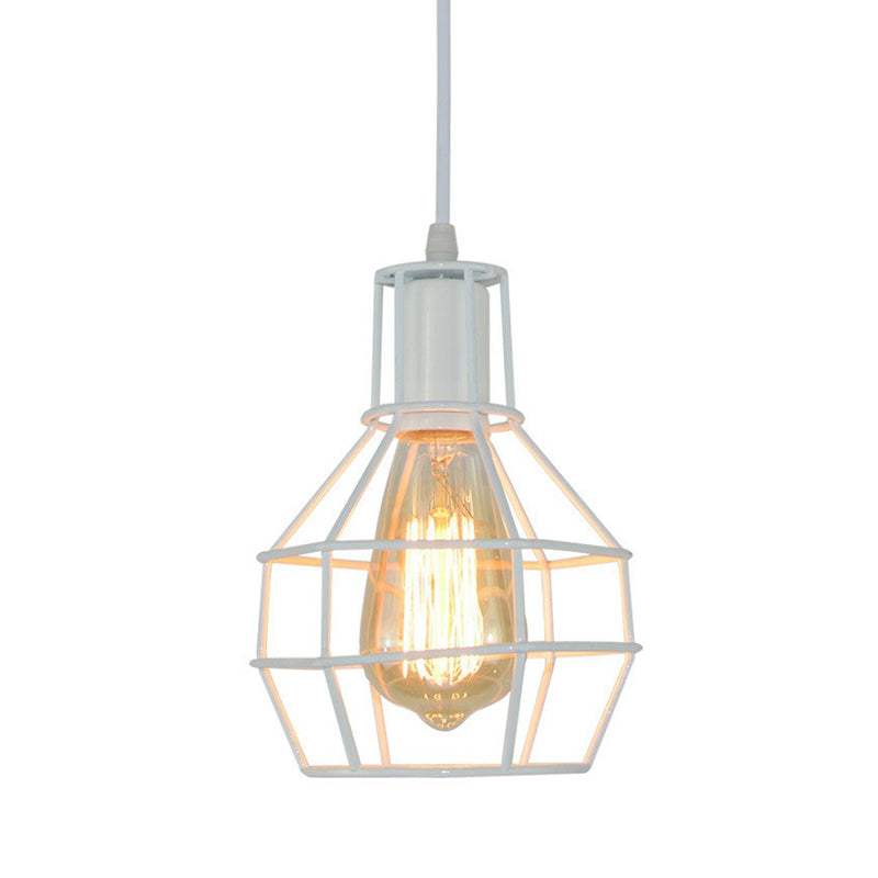 Ball Shaped Cage Bedroom Ceiling Hang Lamp Industrial Metal 1 Bulb Pendant Light Fixture Clearhalo 'Ceiling Lights' 'Pendant Lights' 'Pendants' Lighting' 2307921