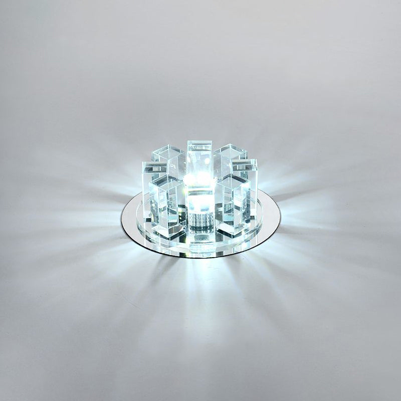 Stainless Steel Round Flush Light Simplicity Crystal Block LED Ceiling Flush Light for Entryway Clearhalo 'Ceiling Lights' 'Close To Ceiling Lights' 'Close to ceiling' 'Flush mount' Lighting' 2307958