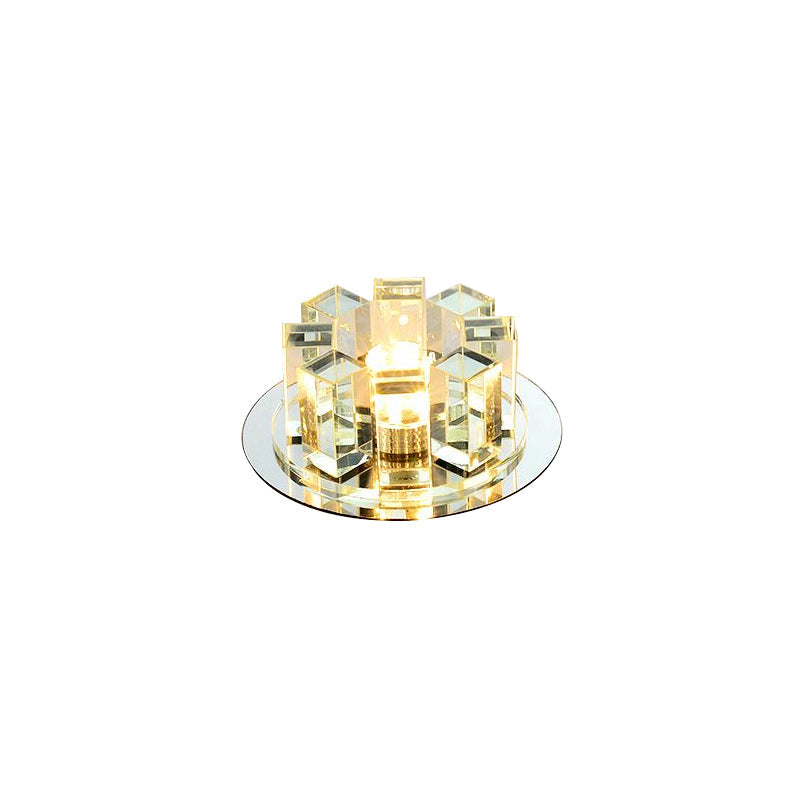 Stainless Steel Round Flush Light Simplicity Crystal Block LED Ceiling Flush Light for Entryway Clearhalo 'Ceiling Lights' 'Close To Ceiling Lights' 'Close to ceiling' 'Flush mount' Lighting' 2307960