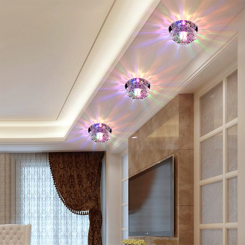 Lotus Shaped Hallway Ceiling Fixture Crystal Contemporary LED Flush Mount Light in Clear Clearhalo 'Ceiling Lights' 'Close To Ceiling Lights' 'Close to ceiling' 'Flush mount' Lighting' 2307967